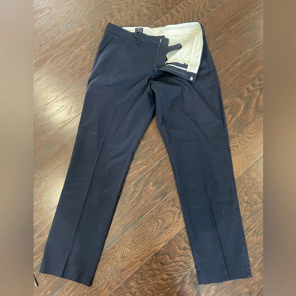 J. CREW Flex Bedford Chino Blue Pants Size 36x32 Flat Front NEW